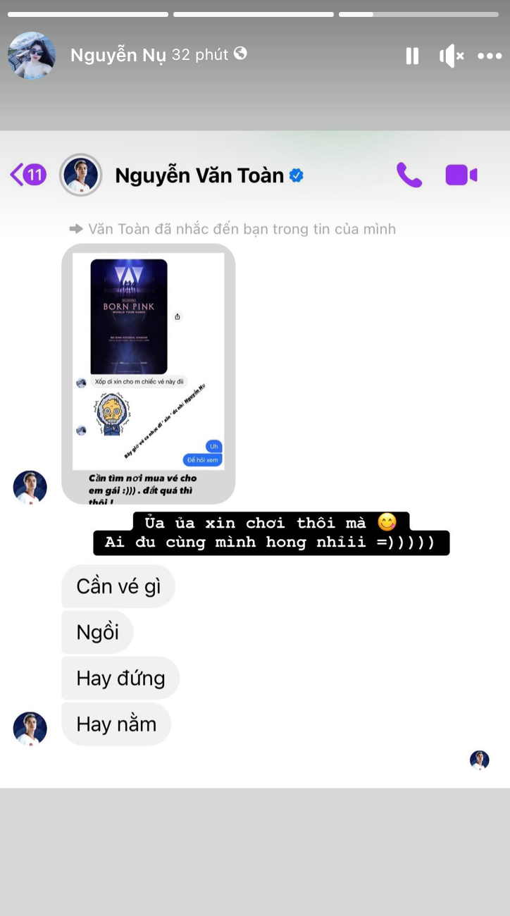 Đoạn hội thoại hài hước giữa Văn Toàn và em gái. Đoạn hội thoại hài hước giữa Văn Toàn và em gái.