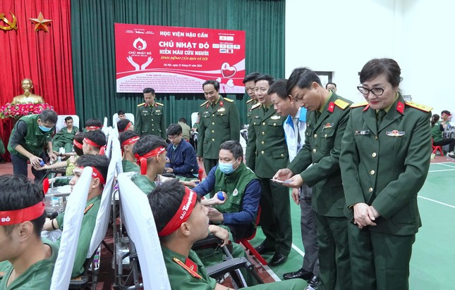 Lãnh đạo Học viện Hậu cần, Bệnh viện Trung ương Quân đội 108, Báo Tiền Phong và Ban Thanh niên Quân đội thăm hỏi, động viên cán bộ, đoàn viên thanh niên Học viện Hậu cần tham gia hiến máu tại Chủ Nhật Đỏ 2024. Lãnh đạo Học viện Hậu cần, Bệnh viện Trung ương Quân đội 108, Báo Tiền Phong và Ban Thanh niên Quân đội thăm hỏi, động viên cán bộ, đoàn viên thanh niên Học viện Hậu cần tham gia hiến máu tại Chủ Nhật Đỏ 2024.