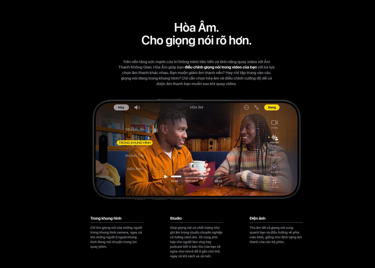 iPhone 16 Pro series mang tới nhiều tính năng quay phim chuyên nghiệp. (Ảnh: Apple)