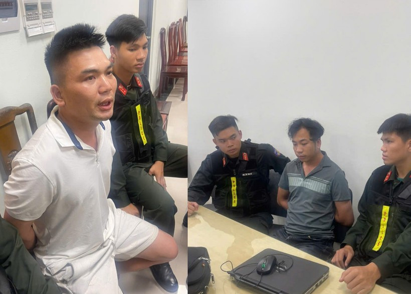 Đối tượng Hà Quang Sơn (trái) và Hoàng Văn Đông (phải) bị lực lượng chức năng bắt giữ. (Ảnh: Công an Quảng Ninh)