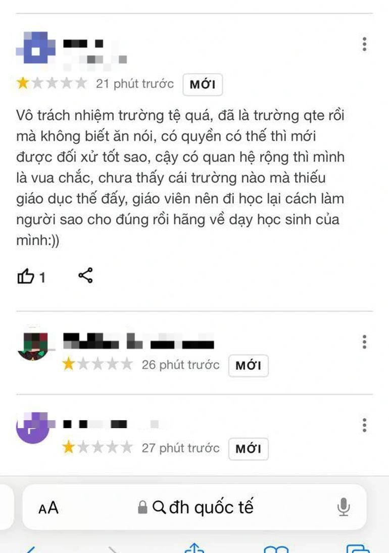 Trường ĐH Quốc tế (ĐH Quốc gia TP.HCM) bị đánh giá 1 sao vì bị nhầm liên quan đến vụ việc bạo lực học đường đang gây sốt mạng xã hội.