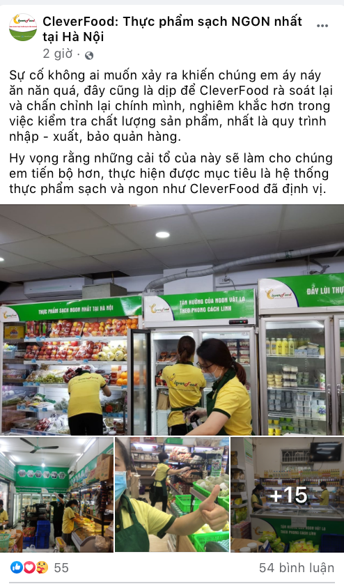 Bài đăng mới nhất trên fanpage của chuỗi cửa hàng thực phẩm CleverFood.