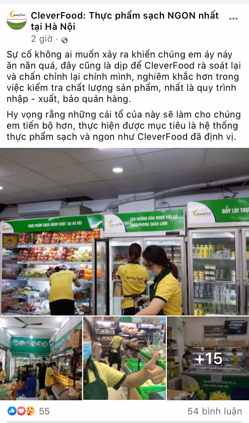 Bài đăng mới nhất trên fanpage của chuỗi cửa hàng thực phẩm CleverFood.