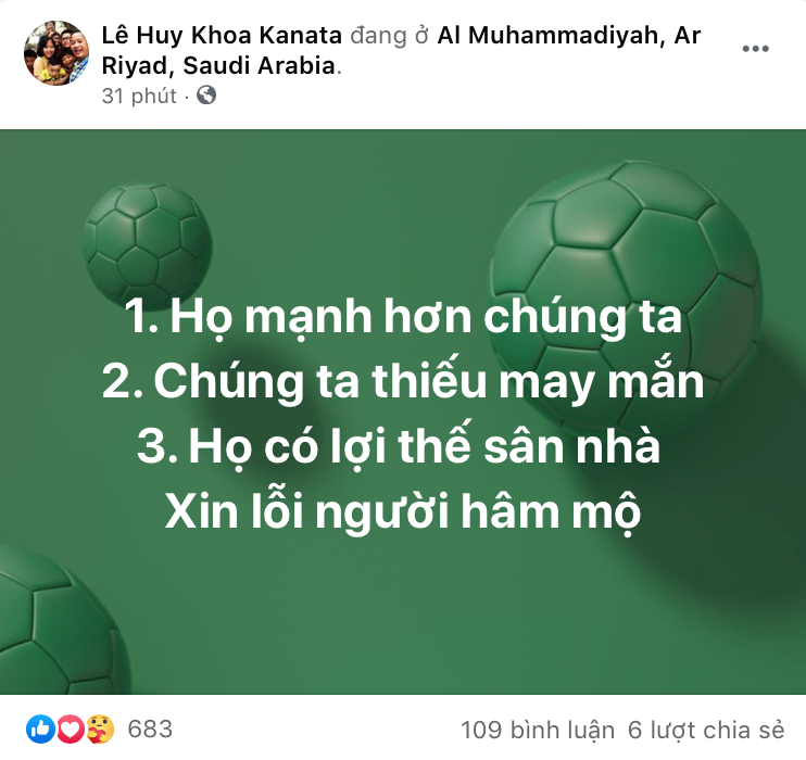 Dòng trạng thái thu hút sự chú ý của ông Lê Huy Khoa trên Facebook cá nhân. Dòng trạng thái thu hút sự chú ý của ông Lê Huy Khoa trên Facebook cá nhân.