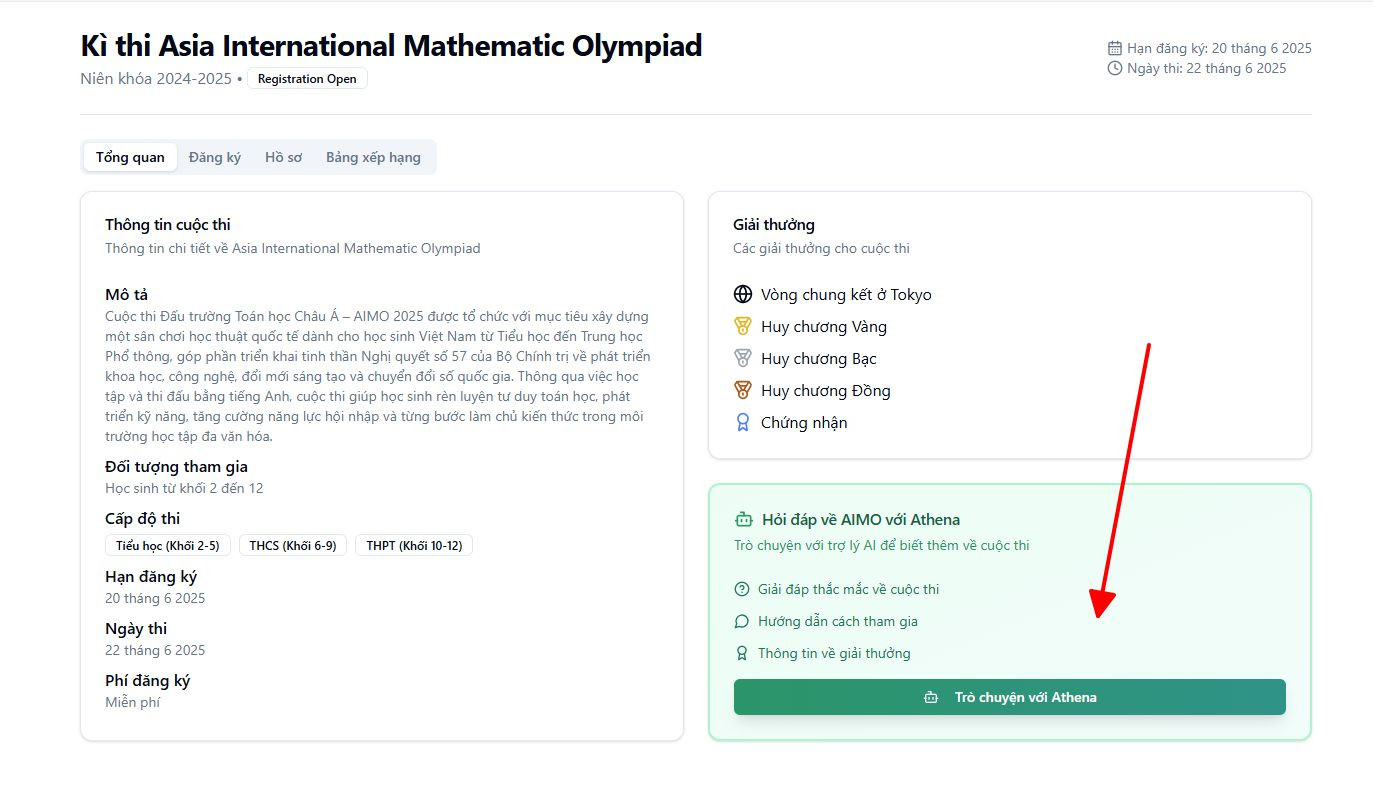 Ban Tổ chức AIMO 2025 chính thức triển khai Trợ lý Voice AI - công cụ hỗ trợ trò chuyện hai chiều thông minh, trực tiếp bằng giọng nói thông tin về kì thi AIMO 2025.