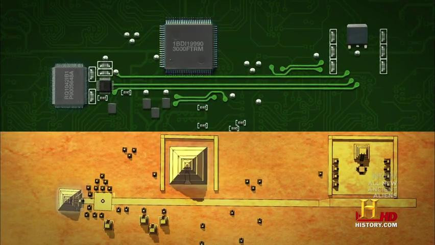 Hình ảnh khu di tích Teotihuacan nhìn từ trên cao rất giống một bảng mạch điện tử