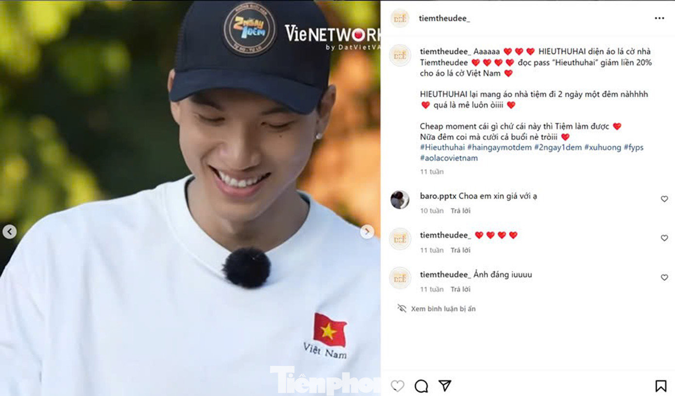 và rapper HIEUTHUHAI cũng đã từng mặc những chiếc áo “thêu Việt Nam lên ngực” này.