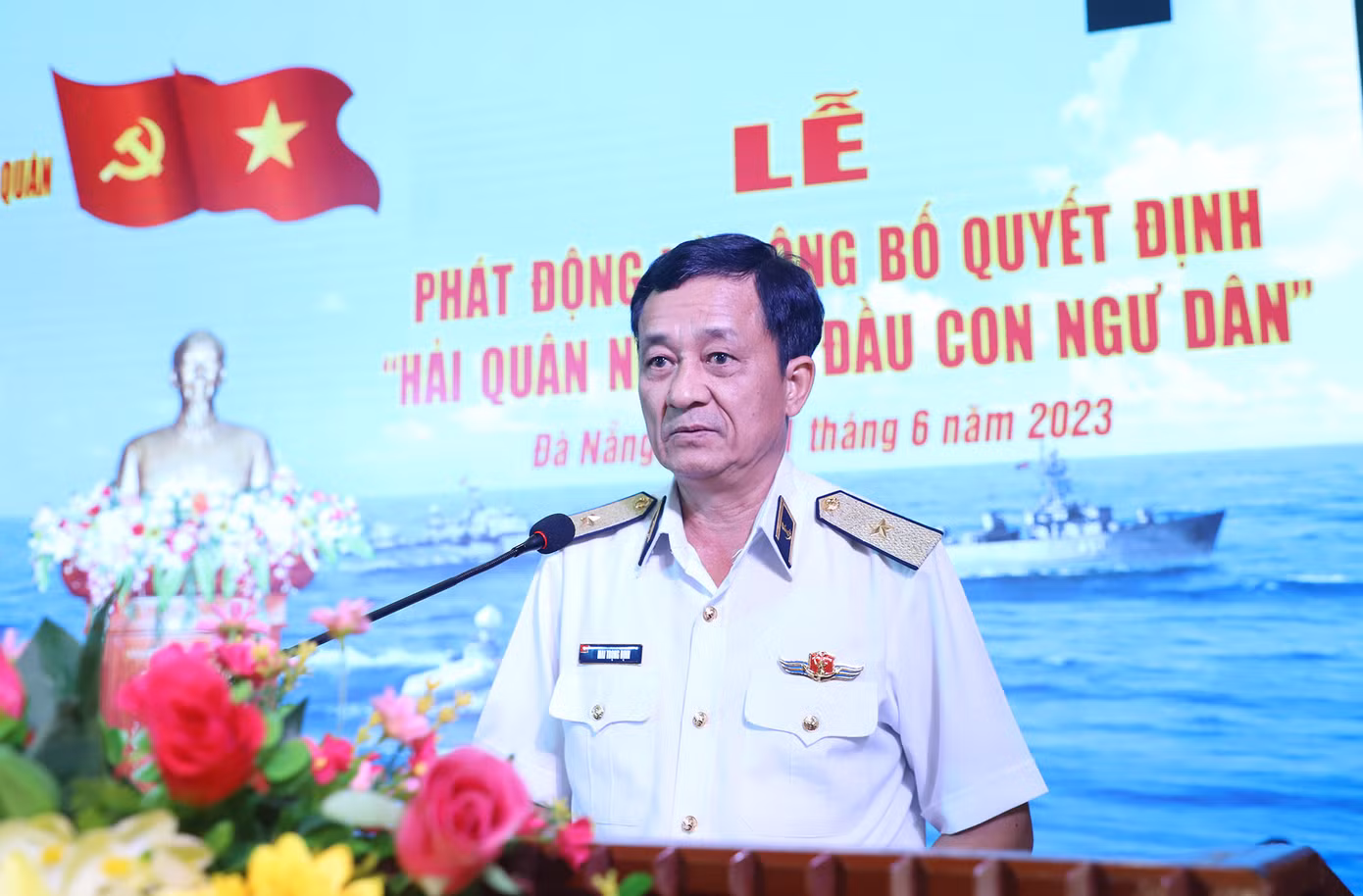 Chuẩn Đô đốc Mai Trọng Định phát biểu (Ảnh: Hoàng Diệu)