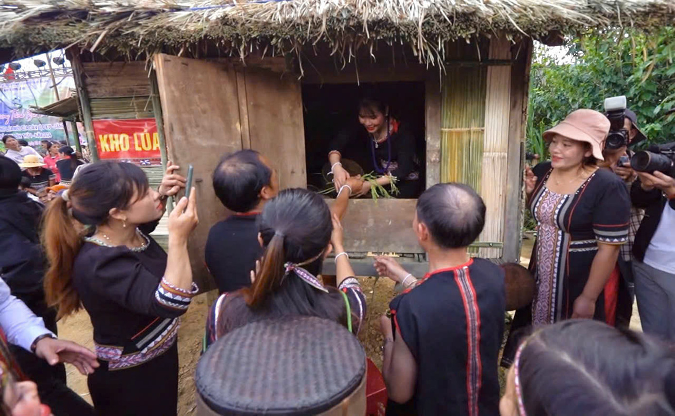 Lúa mang về sẽ được đưa vào kho để bảo quản theo truyền thống của bà con nơi đây.