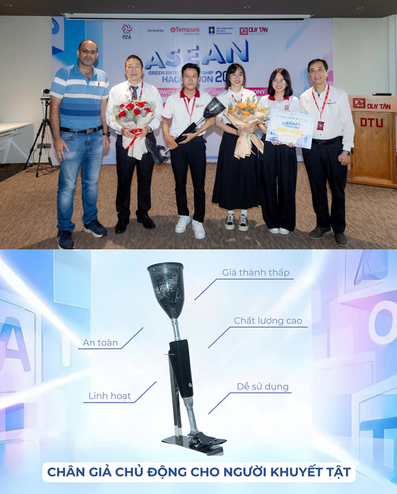 Sản phẩm “Chân giả chủ động” giành giải Nhấttại Hackathon Khởi nghiệp Xanh ASEAN 2024 Sản phẩm “Chân giả chủ động” giành giải Nhấttại Hackathon Khởi nghiệp Xanh ASEAN 2024