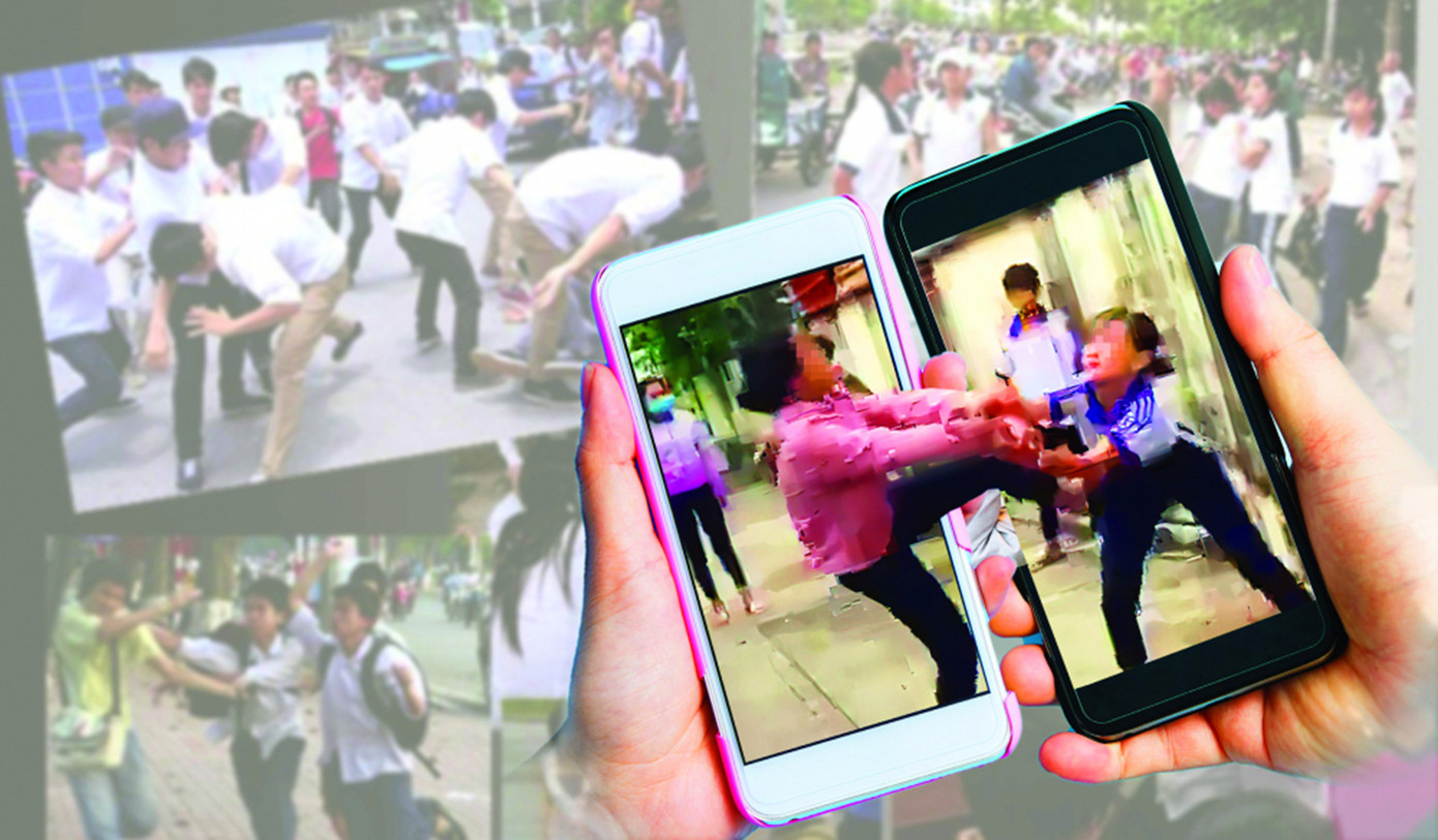 Mạng xã hội cũng là nơi nhiều học sinh vô tư tung lên những clip bạo lực - ảnh internet Mạng xã hội cũng là nơi nhiều học sinh vô tư tung lên những clip bạo lực - ảnh internet