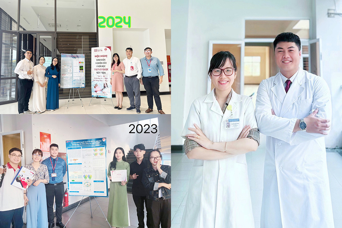 TS. Đinh Phong Sơn và ThS.BS. Trần Châu Mỹ Thanh hướng dẫn sinh viên nghiên cứu khoa học 2023 và 2024
