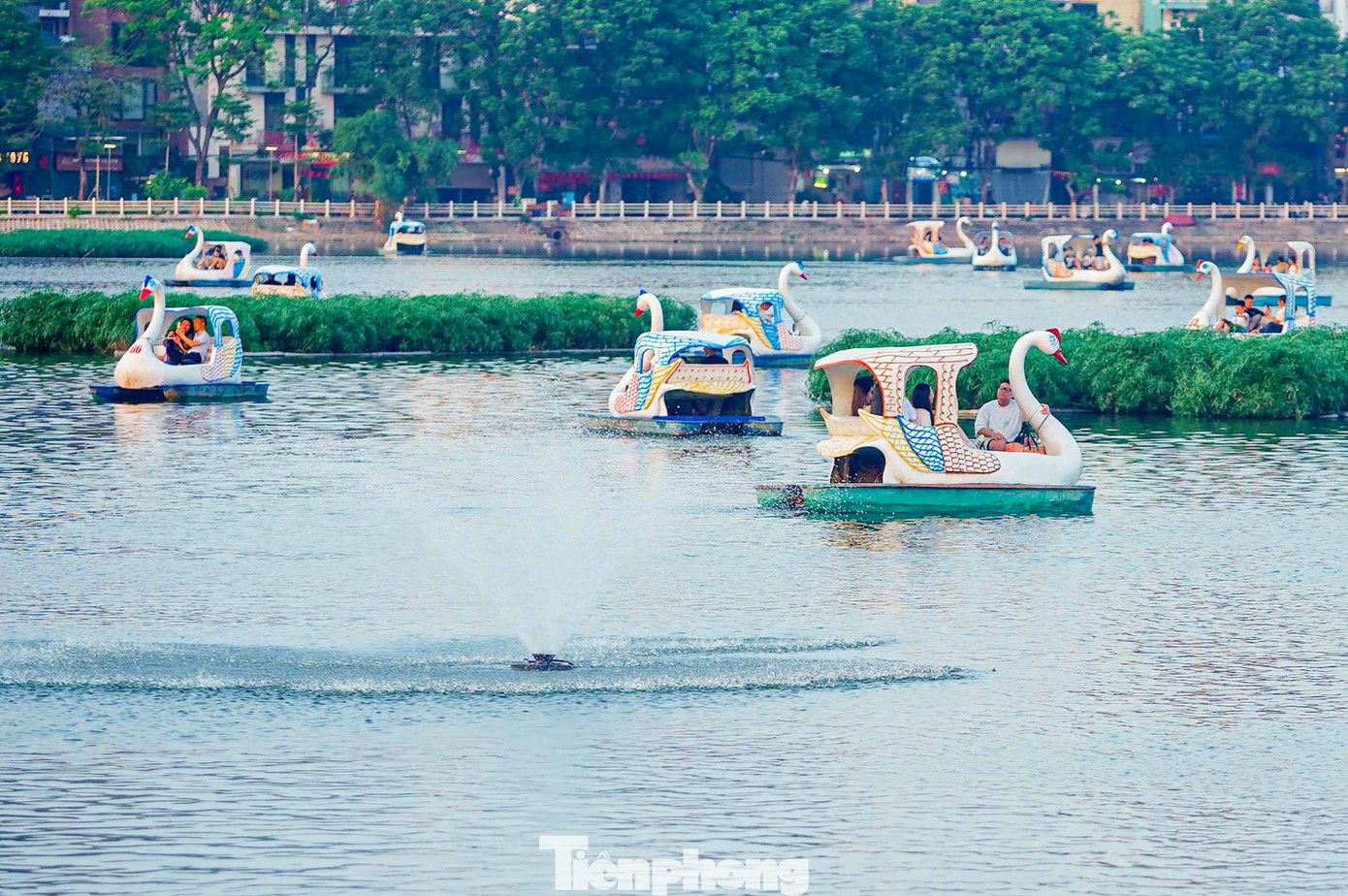 Giá đạp vịt hồ Trúc Bạch là 100.000đ/thuyền nhỏ và 200k/thuyền lớn. Người dân và du khách phải chờ khoảng 15 - 30 phút để có thuyền đạp.