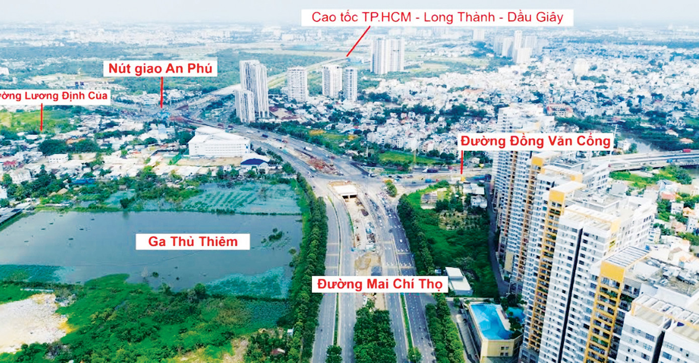 Vị trí quy hoạch ga Thủ Thiêm, tuyến đường sắt tốc độ cao Bắc - Nam đã được giải phóng mặt bằng và khoanh lại.