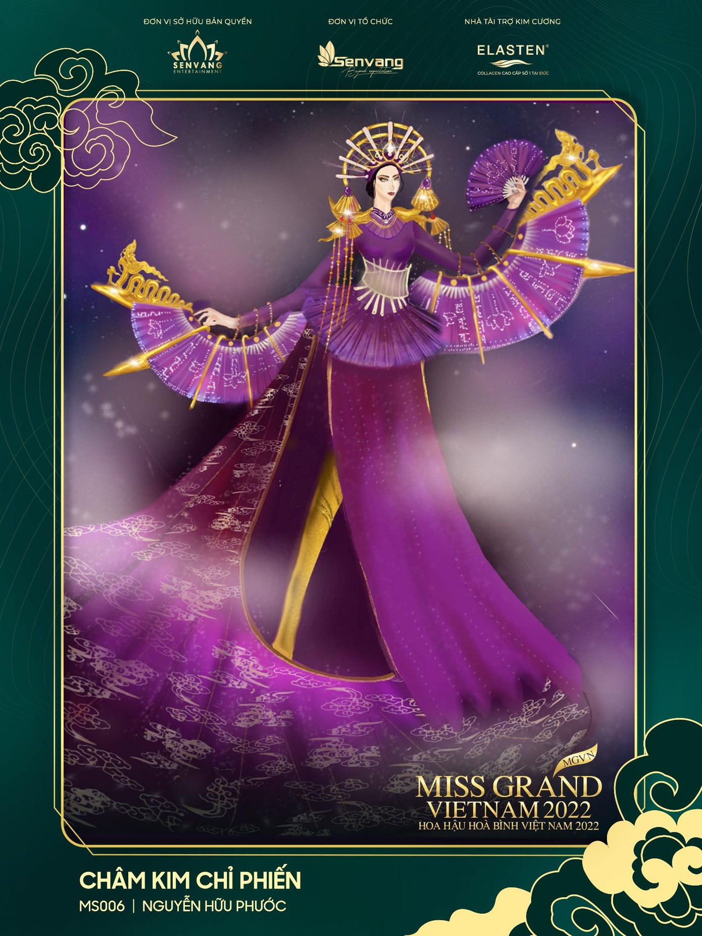 Tác phẩm "Châm kim chỉ phiến" lấy cảm hứng từ chiếc quạt sừng giấy Dó Châm Kim, làng nghề truyền thống 200 năm lịch sử từ làng Vác, huyện Thanh Oai (Hà Nội). Mỗi chiếc quạt gợi lên ký ức tuổi thơ gần gũi người dân Việt.