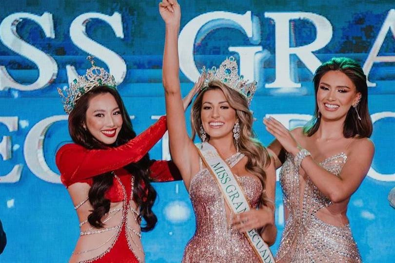 Thuỳ Tiên trao vương miện Miss Grand Ecuador 2022 cho Emilia Vásquez Larrea hồi tháng 3 vừa qua.