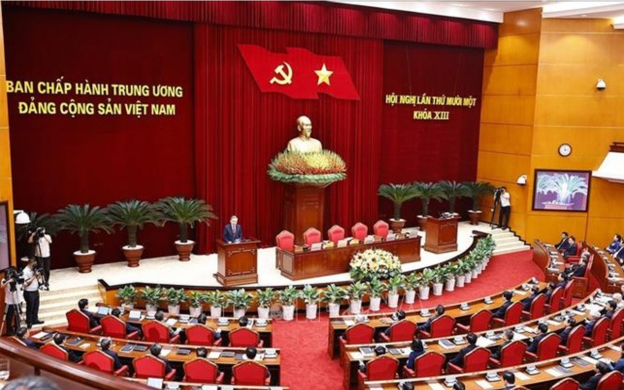 Toàn cảnh phiên bế mạc Hội nghị lần thứ 11 Ban Chấp hành Trung ương Đảng khoá XIII. Ảnh: TTXVN.