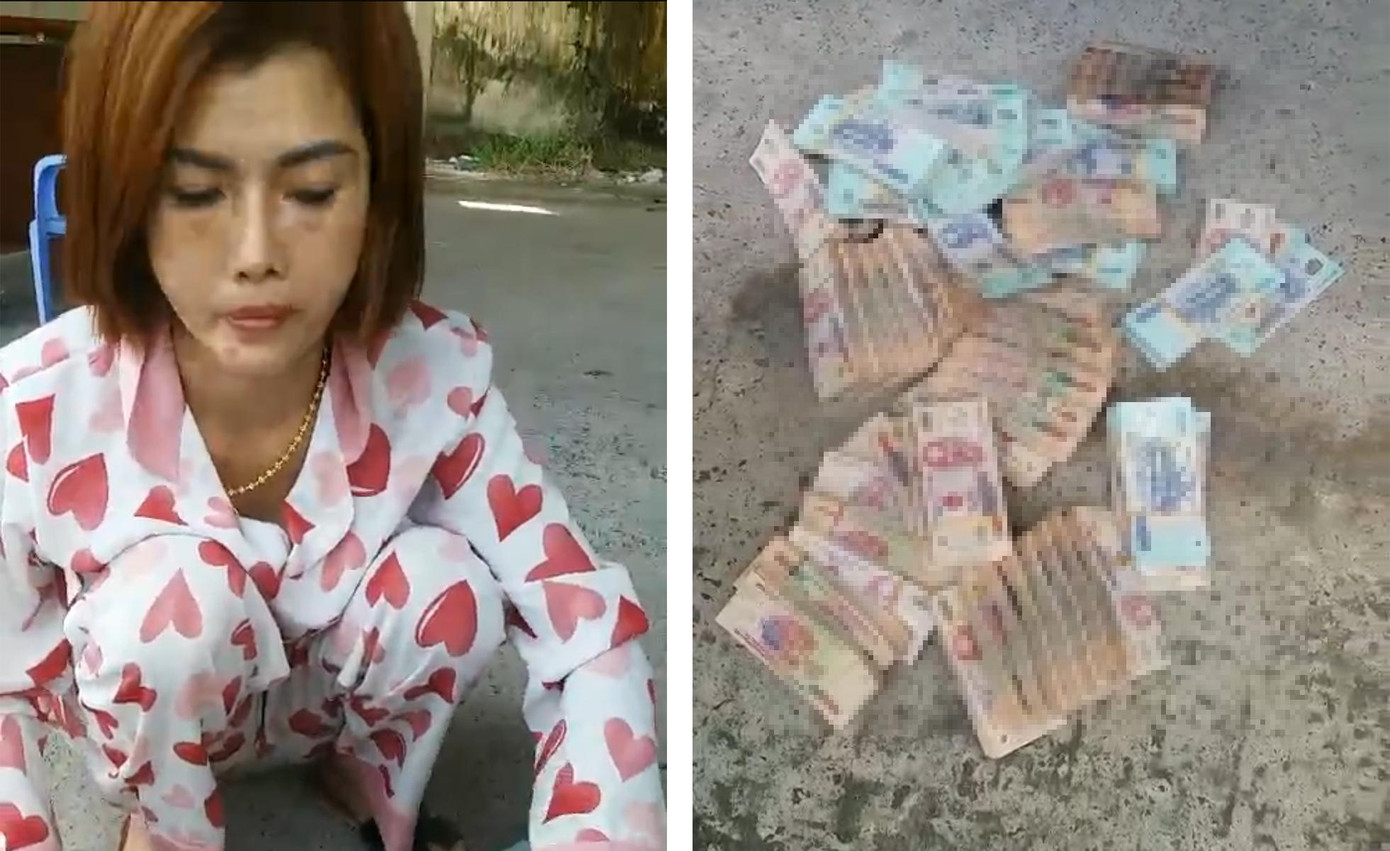 Trần Thị Anh và tang vật.