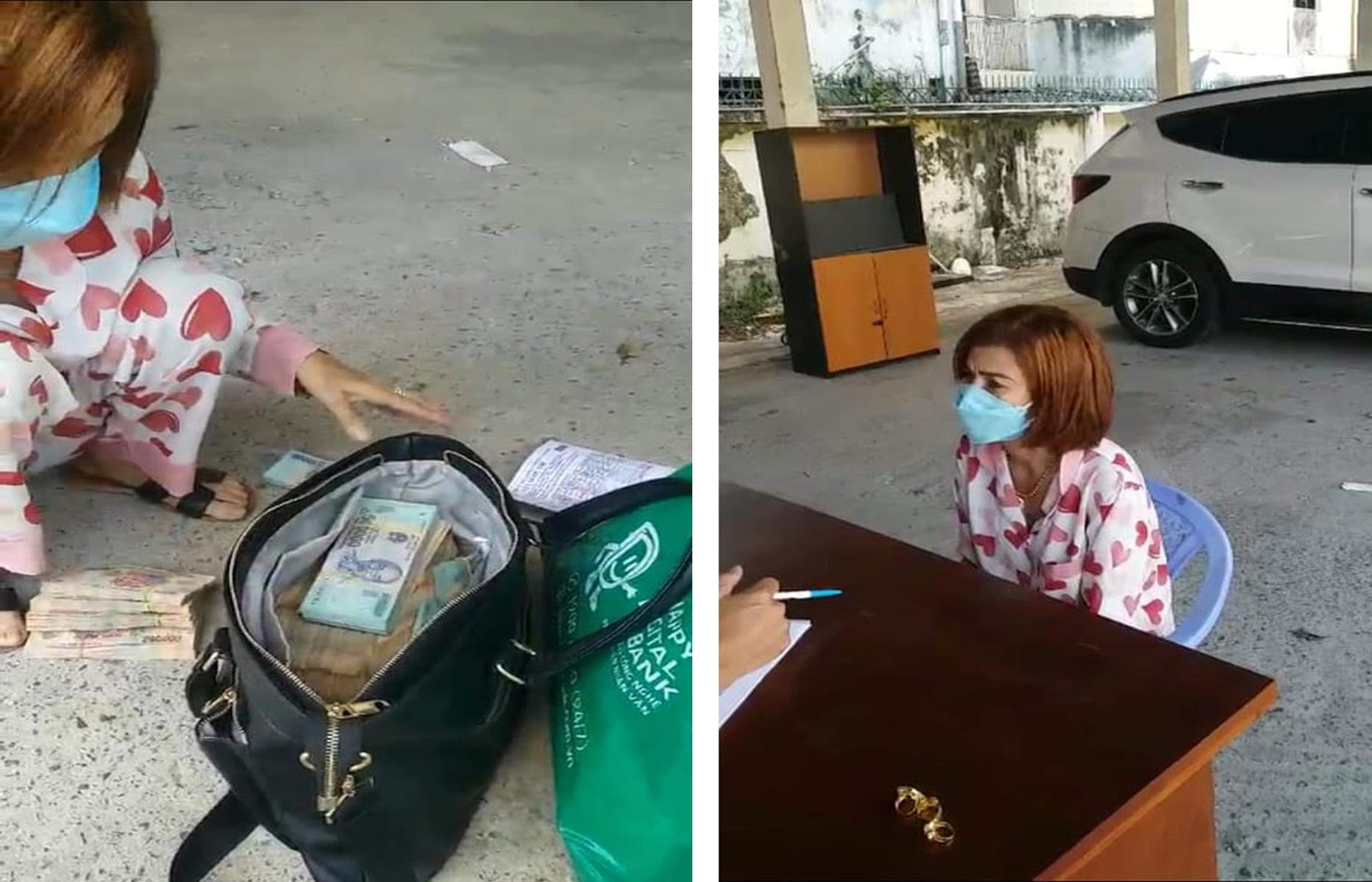 Công an lấy lời khai Trần Thị Anh.