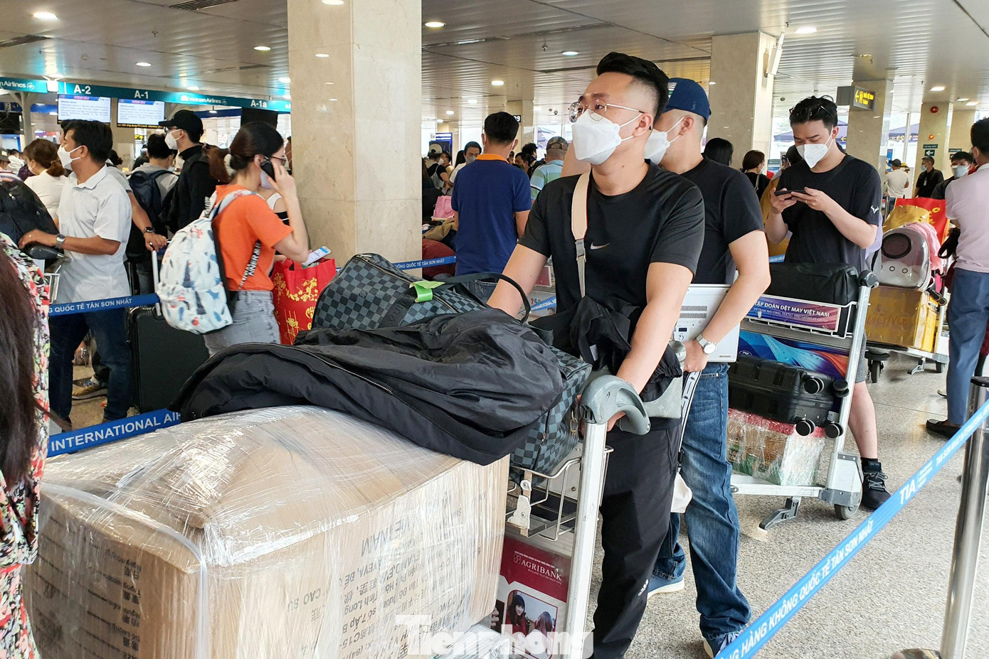 Hành khách của Vietravel Airlines, Bamboo Airways đi vào cửa D3 (Vietravel Airlines làm thủ tục tại đảo G; Bamboo Airways tại đảo F, H). Hành khách của Vietjet Air đi vào cửa D6 – D8, làm thủ tục tại đảo I/J/K.