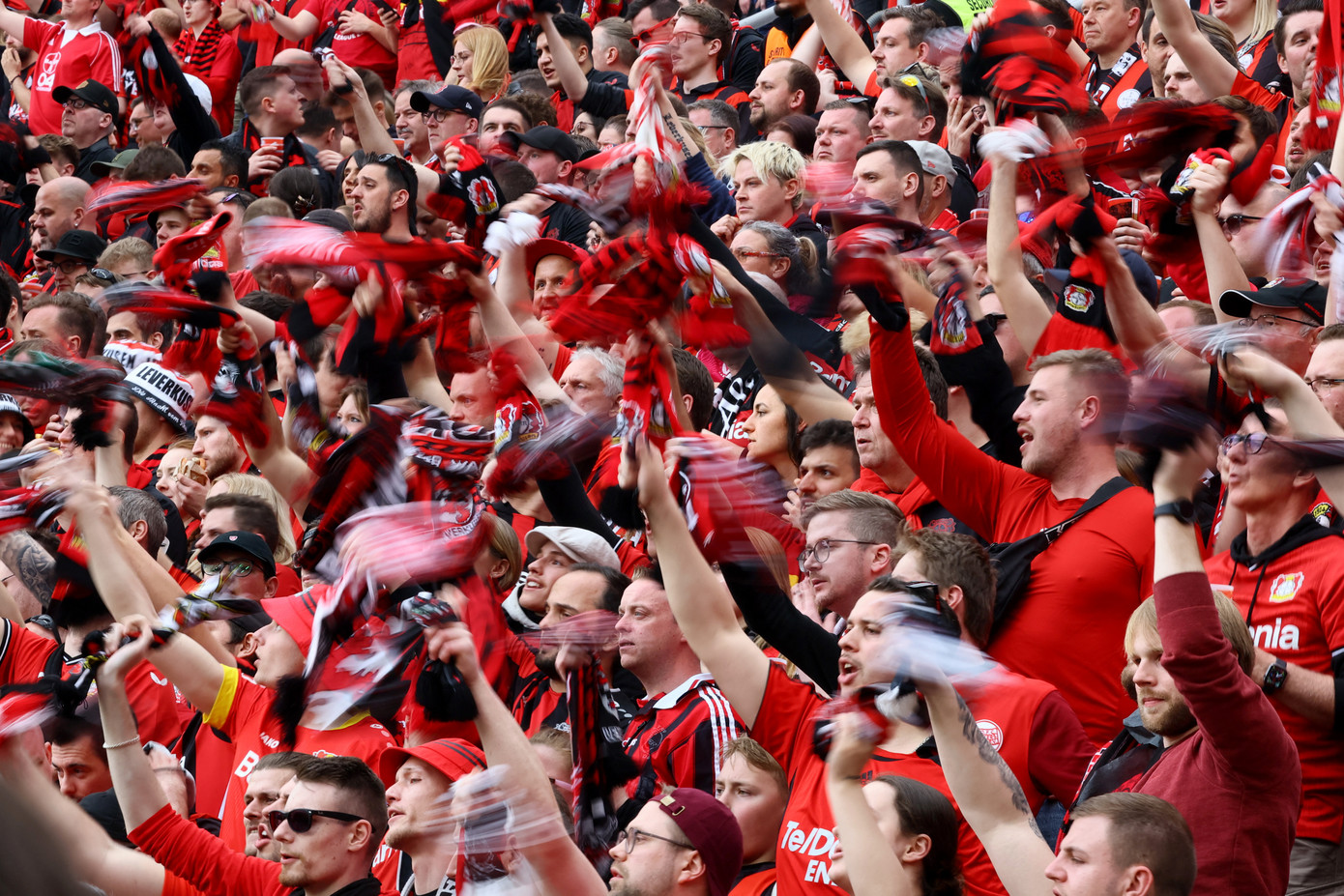 Sự cuồng nhiệt của các cổ động viên Leverkusen.