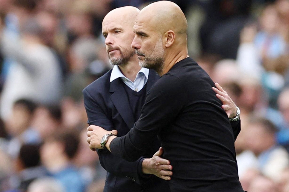 Pep Guardiola và Erik ten Hag từng làm việc cùng nhau tại Bayern Munich. Pep Guardiola và Erik ten Hag từng làm việc cùng nhau tại Bayern Munich.
