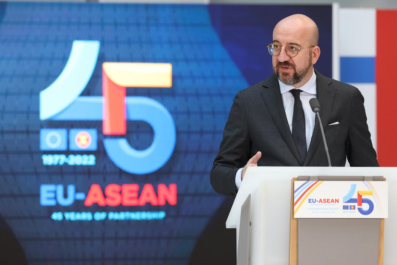 Chủ tịch Hội đồng châu Âu Charles Michel phát biểu tại Hội nghị