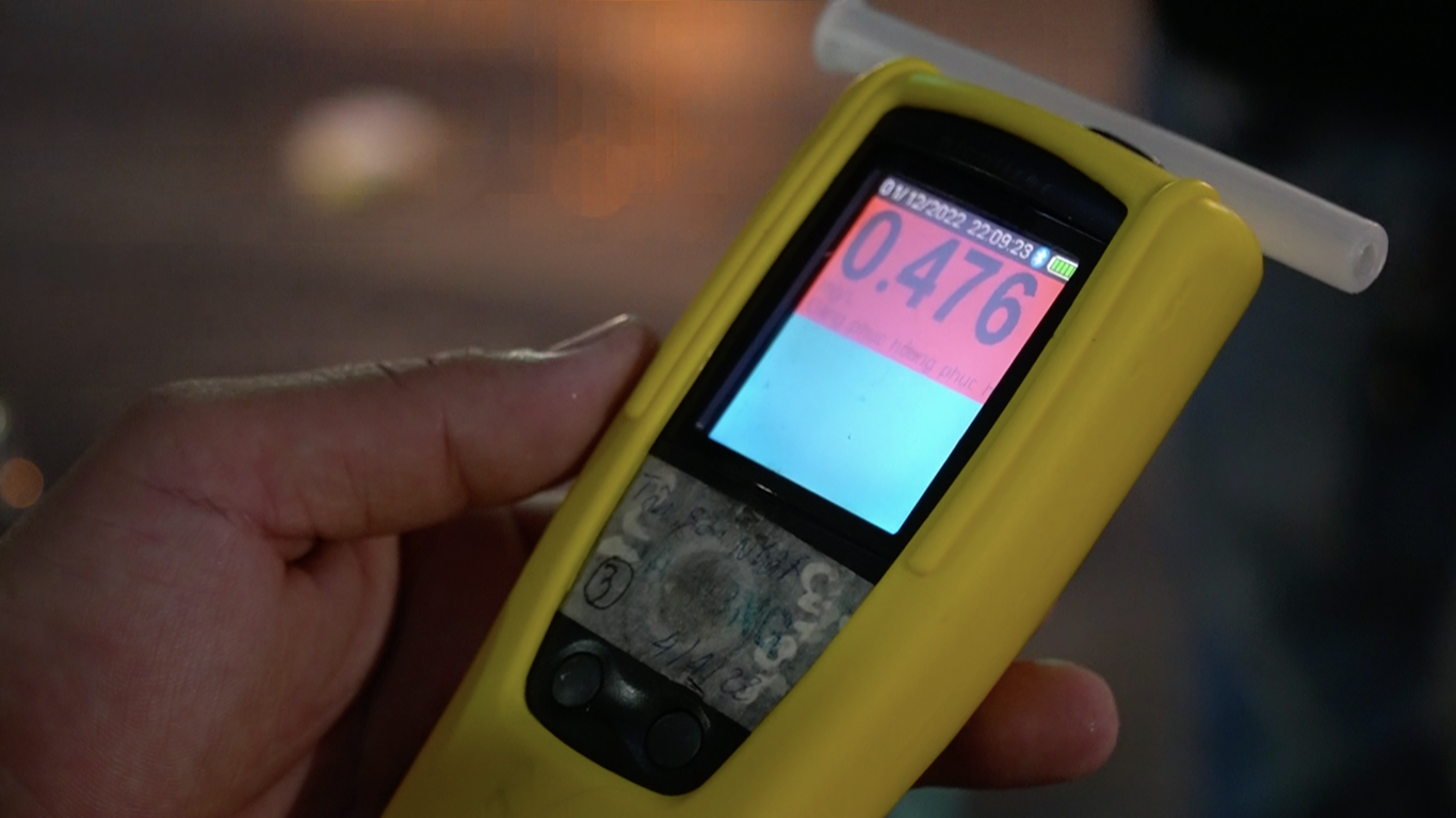 Tài xế H có nồng độ cồn mức 0,476 mg/lít khí thở.