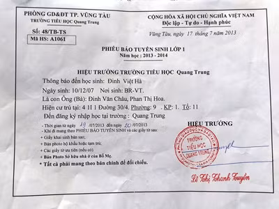 Giấy báo nhập học