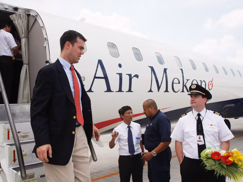Máy bay Air Mekong vừa được đưa về Việt Nam. Ảnh: L.N