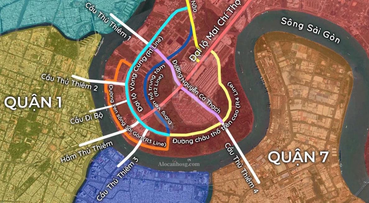 Bản quy hoạch 4 cây cầu Thủ Thiêm nối TP Thủ Đức với khu vực trung tâm TPHCM Bản quy hoạch 4 cây cầu Thủ Thiêm nối TP Thủ Đức với khu vực trung tâm TPHCM