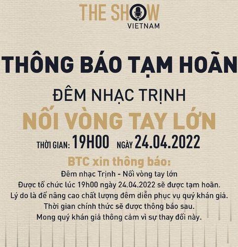 Thông báo hoãn đêm nhạc "Nối vòng tay lớn" Thông báo hoãn đêm nhạc "Nối vòng tay lớn"