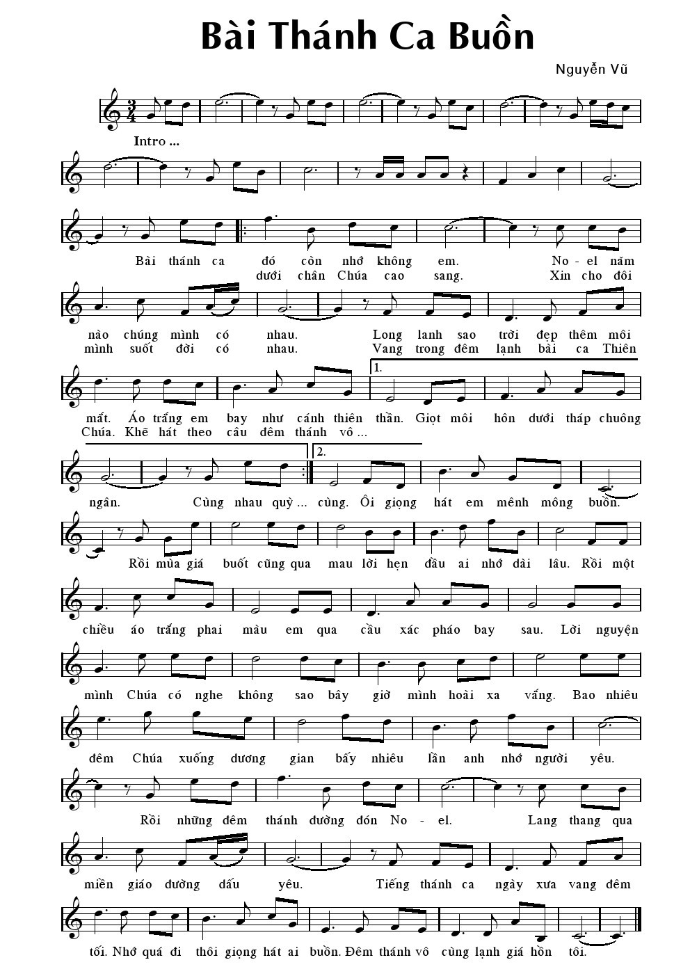 Ký âm "Bài Thánh ca buồn". Ký âm "Bài Thánh ca buồn".