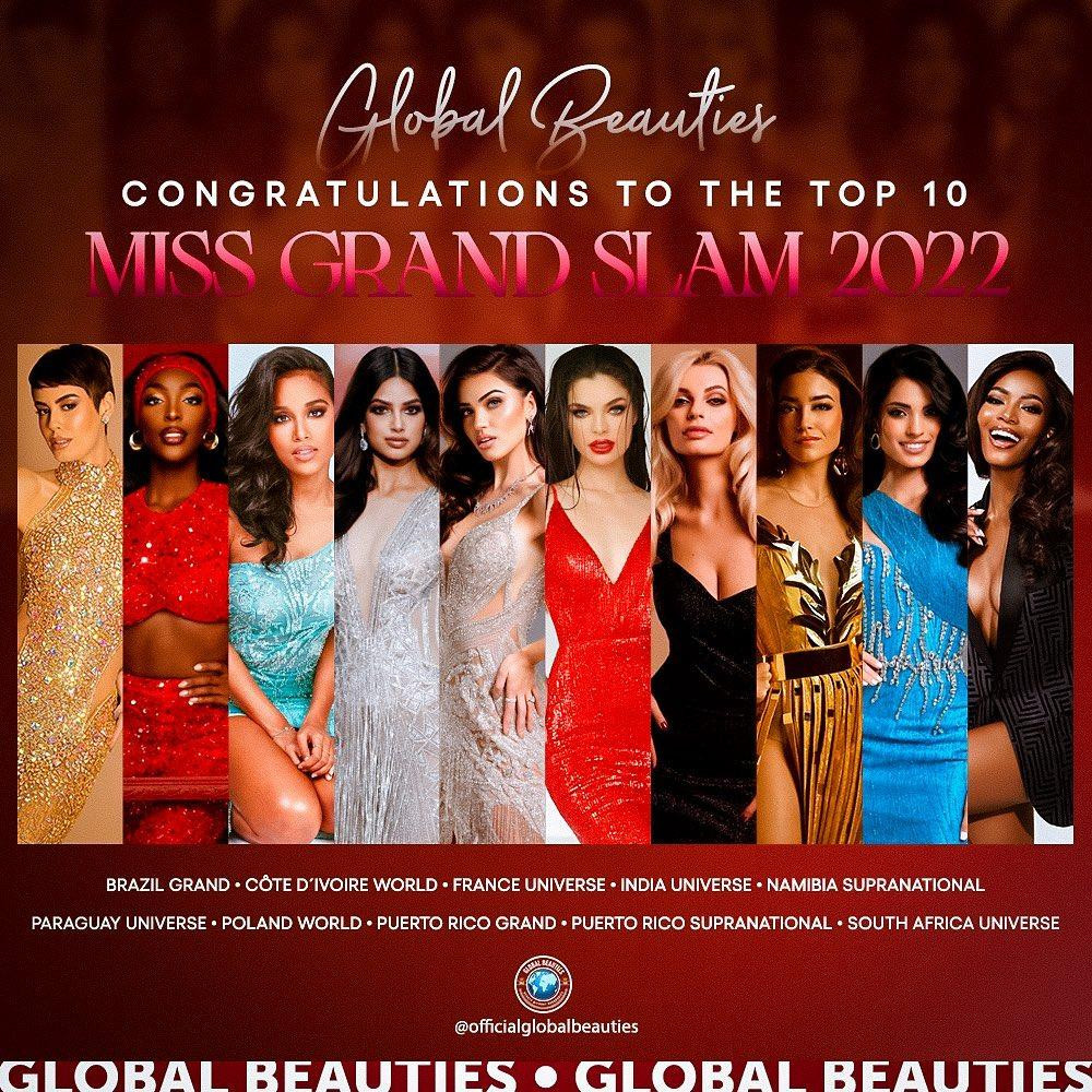 Danh sách top 10 Miss Grand Slam 2021 của Globalbeauties.