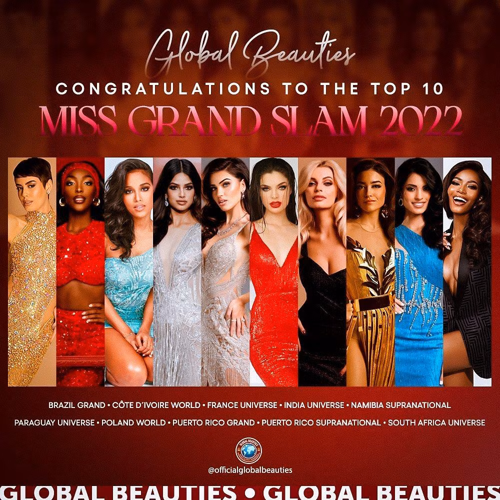 Danh sách top 10 Miss Grand Slam 2021 của Globalbeauties.