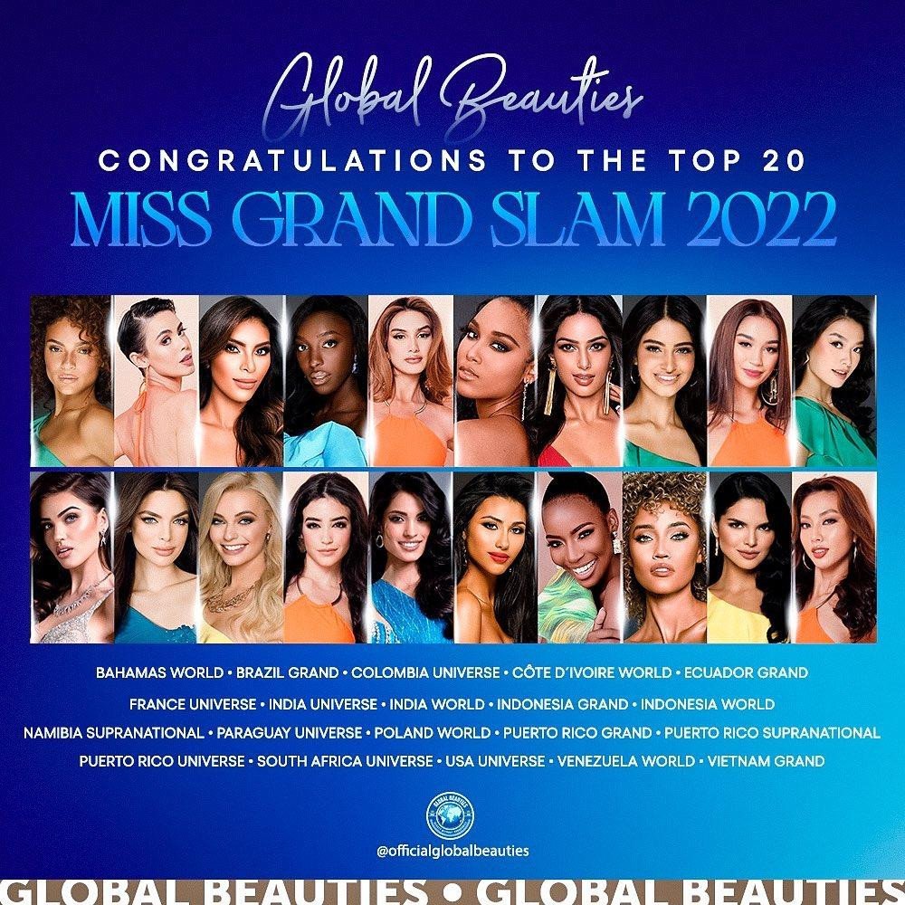 Danh sách top 20 Miss Grand Slam 2021 của Globalbeauties.