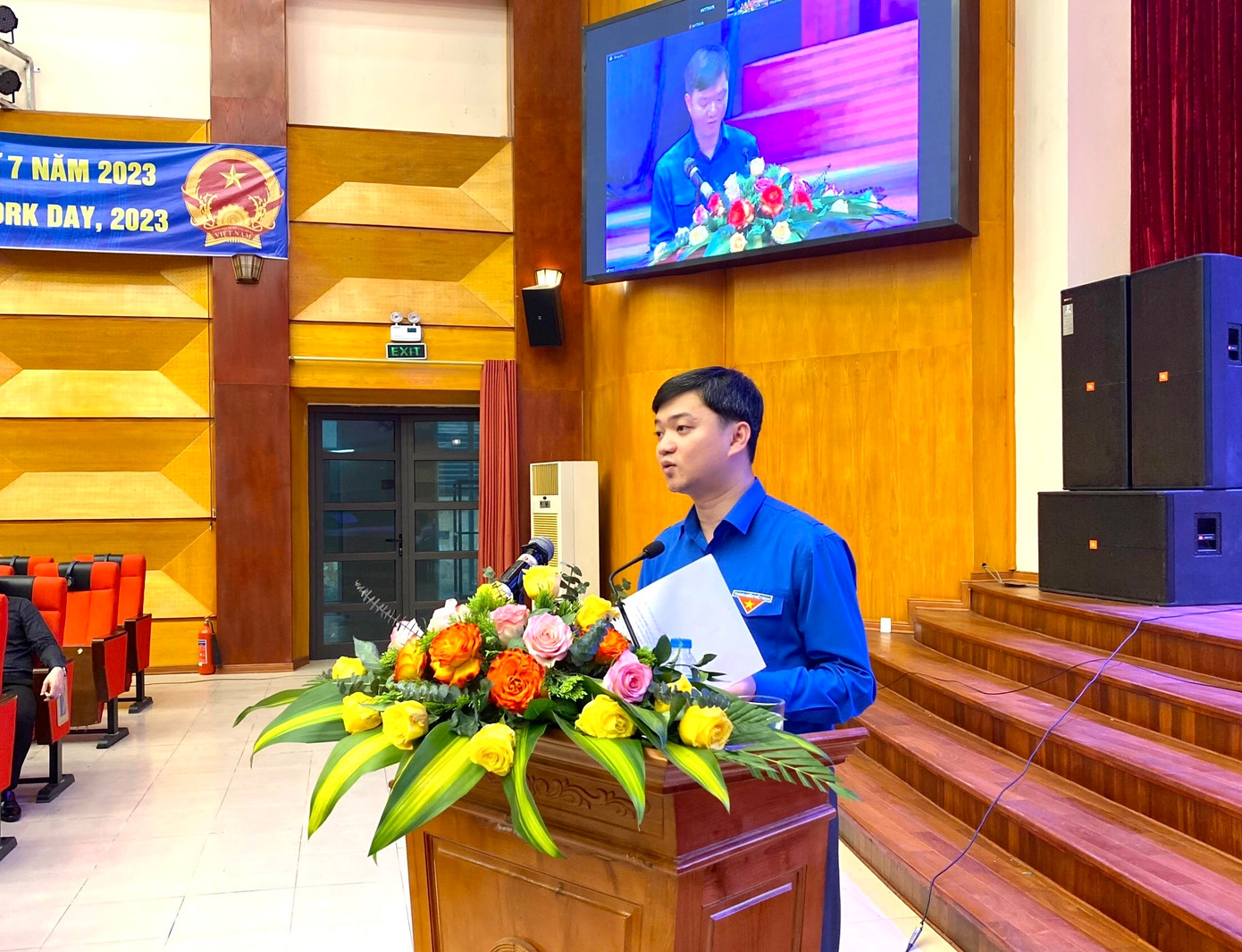 Anh Nguyễn Minh Triết, Bí thư T.Ư Đoàn, Chủ tịch Hội SVVN phát biểu tại hội thảo.