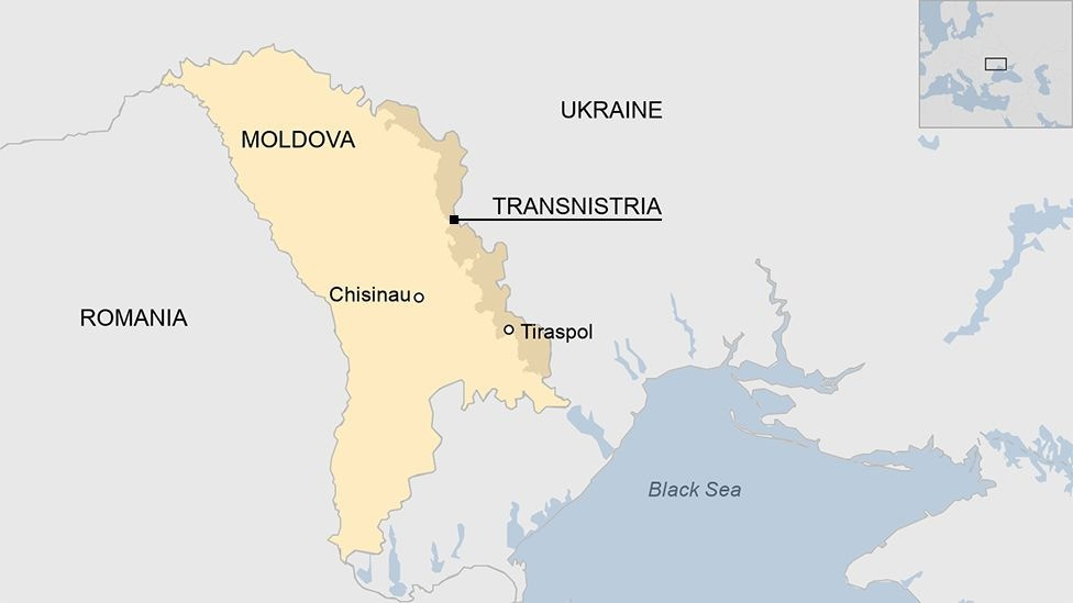 Khu vực ly khai Transnistria giáp Ukraine. Đồ họa: BBC