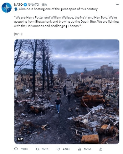 Dòng tweet gây tranh cãi của NATO. Dòng tweet gây tranh cãi của NATO.