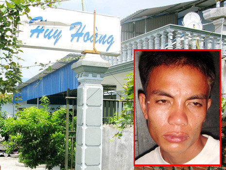 Nhà nghỉ Huy Hoàng nơi diễn ra án mạng (ảnh lớn) và hung thủ Lại Văn Hưng (ảnh nhỏ).