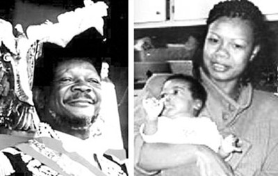 Bokassa (ảnh trái), công chúa Martine và con