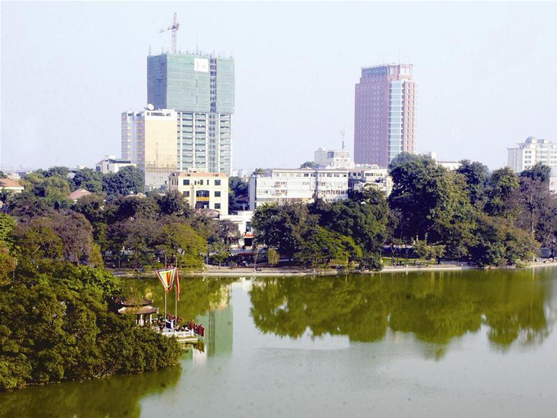 Góc Hồ Gươm nhìn từ trên cao. Ảnh: Phạm Yên