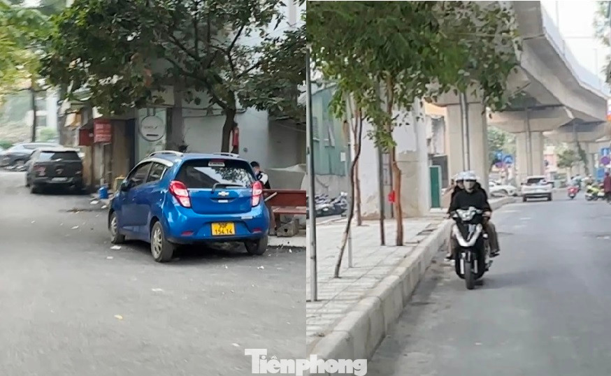 Thậm chí nhiều ô tô còn đỗ ngược chiều, người xe máy cũng di chuyển ngược chiều. Thậm chí nhiều ô tô còn đỗ ngược chiều, người xe máy cũng di chuyển ngược chiều.