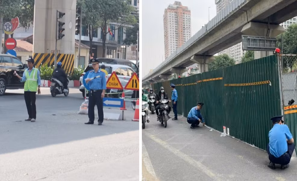 Thanh tra giao thông sẽ bố trí lực lượng điều tiết giao thông và giám sát phạm vi hàng rào ngay tại các công trường thi công trên đường. Ảnh: A.Trọng Thanh tra giao thông sẽ bố trí lực lượng điều tiết giao thông và giám sát phạm vi hàng rào ngay tại các công trường thi công trên đường. Ảnh: A.Trọng