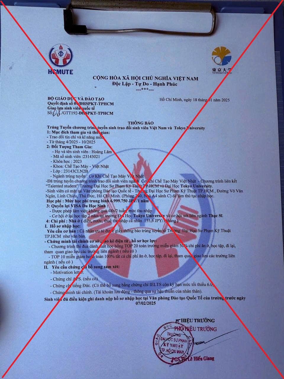 Văn bản giả con dấu, chữ ký của hiệu trưởng Trường ĐH Sư phạm Kỹ thuật TPHCM Văn bản giả con dấu, chữ ký của hiệu trưởng Trường ĐH Sư phạm Kỹ thuật TPHCM