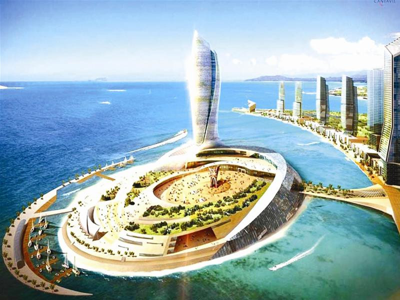 Khu đô thị lấn biển Đa Phước trên trục đường biển Nguyễn Tất Thành cách Xuân Thiều không xa đang được xây dựng (trong ảnh là phối cảnh)