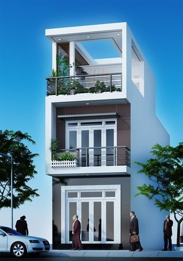 Mẫu nhà ống 3 tầng 5x20 mái bằng sang trọng dành riêng cho những gia chủ thích sự phá cách độc đáo cho mái nhà.