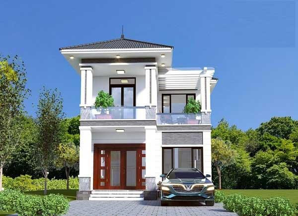 Mẫu thiết kế đơn giản và quen thuộc nhưng chưa bao giờ lỗi mốt với tông trắng chủ đạo. Hệ thống cửa được khéo léo lựa chọn chất liệu gỗ vừa thân thiện với môi trường, vừa hiện đại. Lan can với chất liệu kính dày đảm bảo an toàn cho người sử dụng.