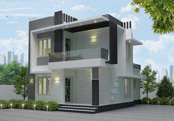 Thiết kế mặt tiền chia 2 nửa làm tăng số lượng phòng ở cũng như diện tích sinh hoạt cho các thành viên trong gia đình.