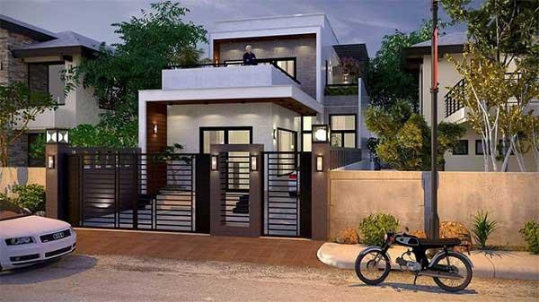 Thiết kế 2 tầng với mẫu nhà 2 tầng 700 triệu với điểm nhấn ở ban công tầng 2. Phần mái ngửa về phía sau giúp cho việc thoát nước mỗi khi trời mưa lớn được nhanh và thuận tiện hơn, giảm thiểu sự tác động của các yếu tố thời tiết gây ảnh hưởng và nguy hại tới công trình nhà ở.